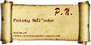 Potoky Nándor névjegykártya